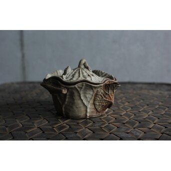 萬古 蛙と蓮型の急須 宝瓶　P581 