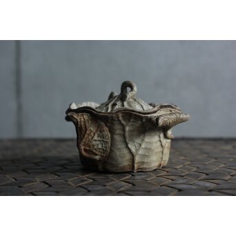 萬古 蛙と蓮型の急須 宝瓶　P581 