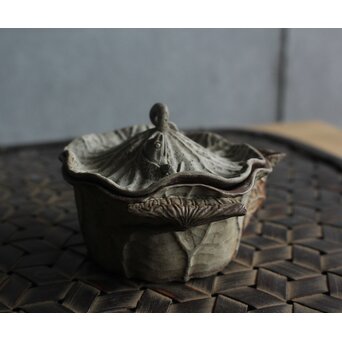 萬古 蛙と蓮型の急須 宝瓶　P581 