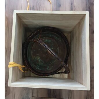 二代 前田竹房斎 方斎 煤竹提梁平花盛籃/竹籠　U386 