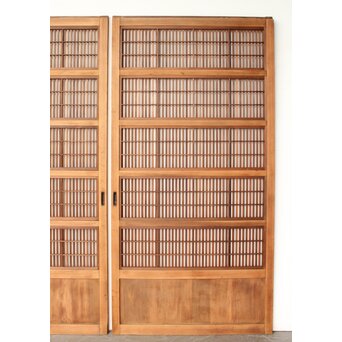 釘無 障子枠付 白木格子戸 3枚1組　L1183 