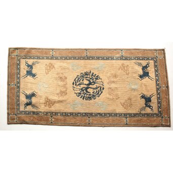 赤穂緞通 古緞通 麒麟孔雀文　U395