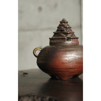 備前焼 西村春湖 城摘 香炉　P600 