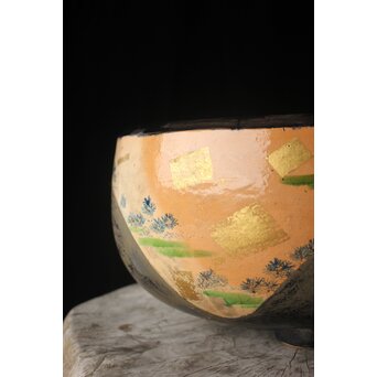 三浦乾也 金銀彩若松図風炉　P608 