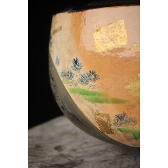 三浦乾也 金銀彩若松図風炉　P608 