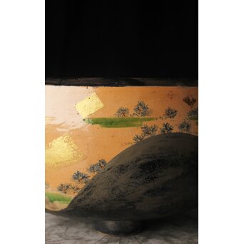 三浦乾也 金銀彩若松図風炉　P608 