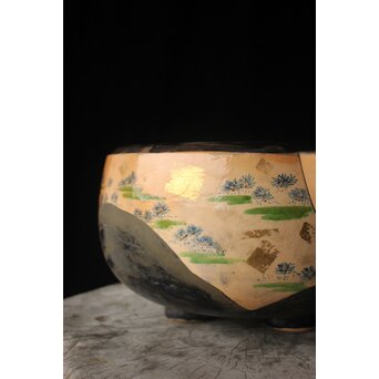 三浦乾也 金銀彩若松図風炉　P608 