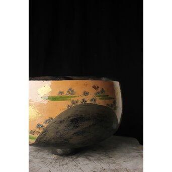 三浦乾也 金銀彩若松図風炉　P608 