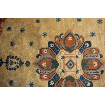 獣毛古緞通 唐物か　U398 