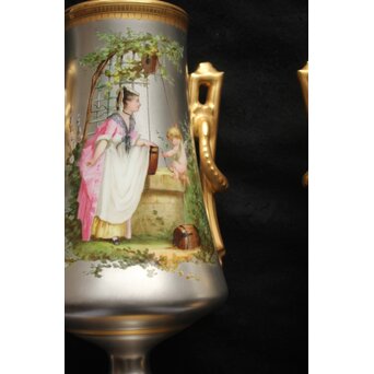 セーブルスタイル 花瓶一対 人物天使　P612 