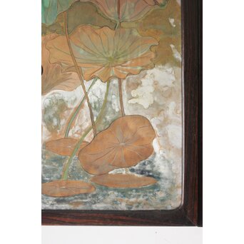 紫翠銘 蓮の画 小引戸 2枚1組　Z756 