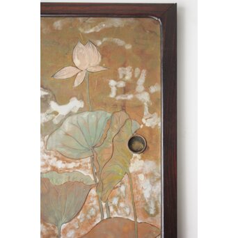 紫翠銘 蓮の画 小引戸 2枚1組　Z756 