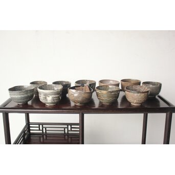 刷毛目 木原茶碗 11個1組　P614