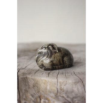 西村春湖 青備前 山羊 香合 共箱　P616 