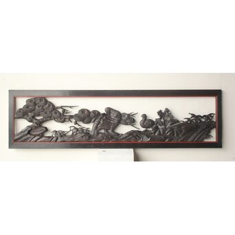 寺院系 吉田楳堂 花鳥木彫欄間　R0521