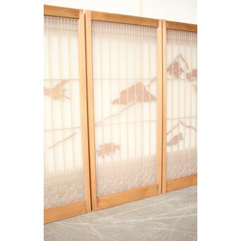 両面ガラス 松竹梅鶴亀吉祥紋 組子書院 4枚1組　R0523 