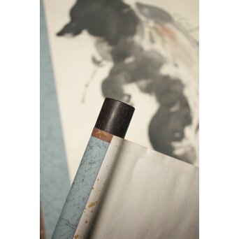 尾竹国観 熊 絹本軸装 掛軸　Z761 