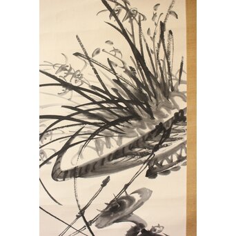 金海岡 金圭鎮 水墨蘭図 紙本掛軸　Z763 