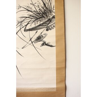 金海岡 金圭鎮 水墨蘭図 紙本掛軸　Z763 