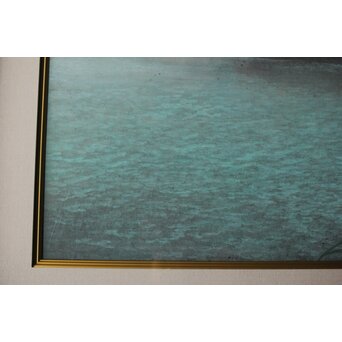 二川和之 【雨聲】 20号 日本画額装　Z767 