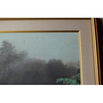 二川和之 【雨聲】 20号 日本画額装　Z767 