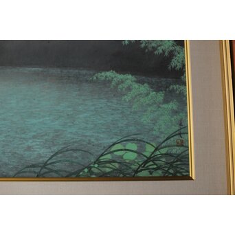 二川和之 【雨聲】 20号 日本画額装　Z767 