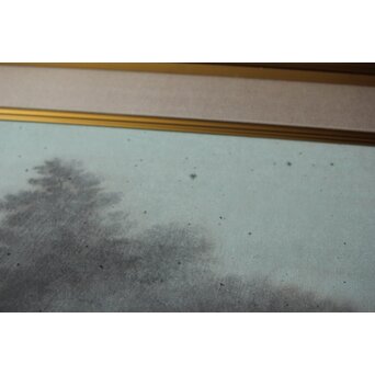 二川和之 【雨聲】 20号 日本画額装　Z767 