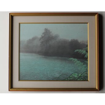 二川和之 【雨聲】 20号 日本画額装　Z767