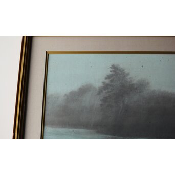 二川和之 【雨聲】 20号 日本画額装　Z767 