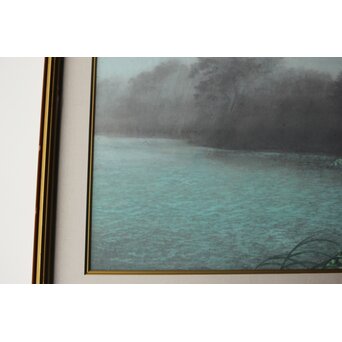 二川和之 【雨聲】 20号 日本画額装　Z767 