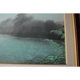 二川和之 【雨聲】 20号 日本画額装　Z767 