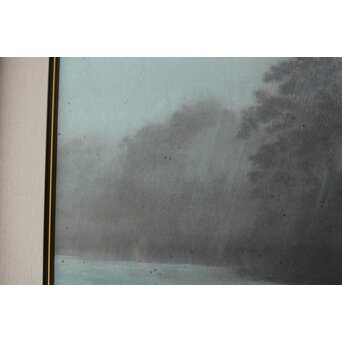 二川和之 【雨聲】 20号 日本画額装　Z767 