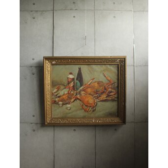 邓乃荣【蟹茅台】油彩 中国美術　Z771