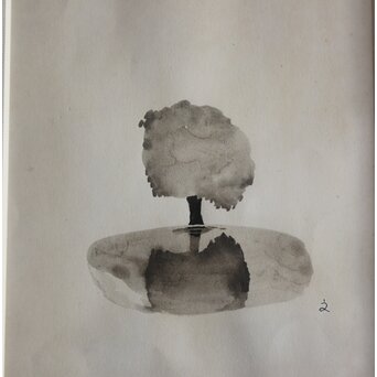 堀文子 墨絵『木』 Z772 