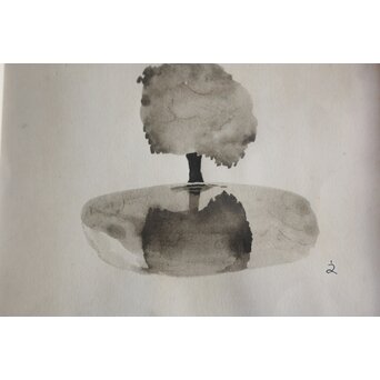 堀文子 墨絵『木』 Z772 