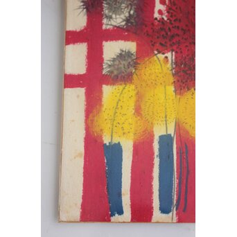 三岸節子 オイルパステル【花】額装　Z774 