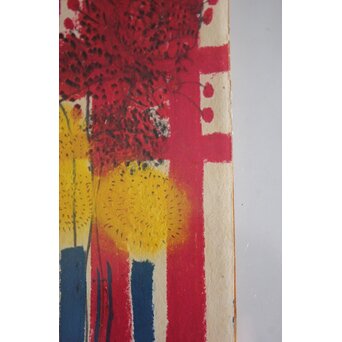 三岸節子 オイルパステル【花】額装　Z774 