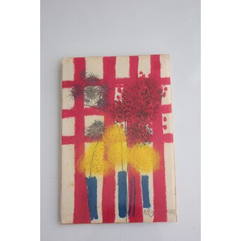 三岸節子 オイルパステル【花】額装　Z774 