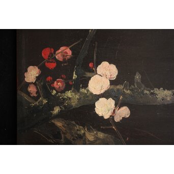 川村清雄 紅白梅図 油彩 板絵　Z783 