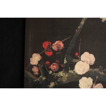 川村清雄 紅白梅図 油彩 板絵　Z783 