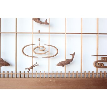 投網図と吉祥紋 大欄間 2枚1組　R0529 