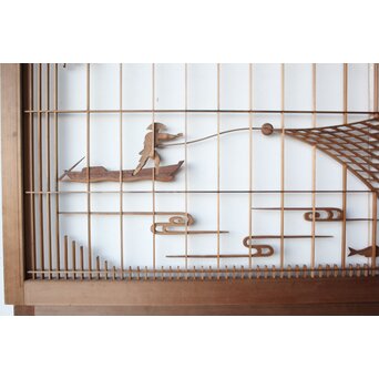 投網図と吉祥紋 大欄間 2枚1組　R0529 