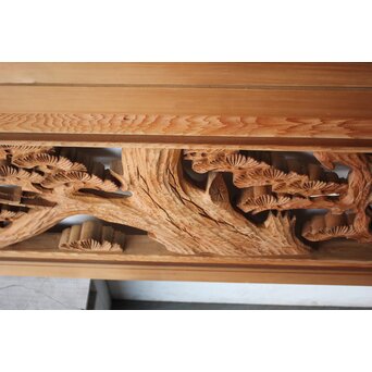 鶴松 深彫木彫欄間 2枚1組　R0530 