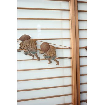 船引図 木彫書院欄間 5枚1組　R0533 