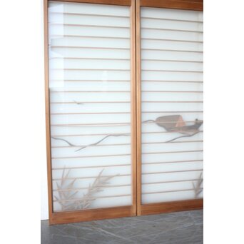 船引図 木彫書院欄間 5枚1組　R0533 