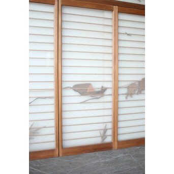 船引図 木彫書院欄間 5枚1組　R0533 