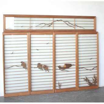 船引図 木彫書院欄間 5枚1組　R0533