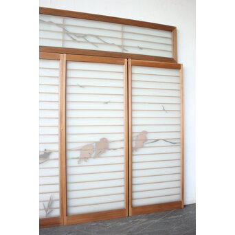 船引図 木彫書院欄間 5枚1組　R0533 