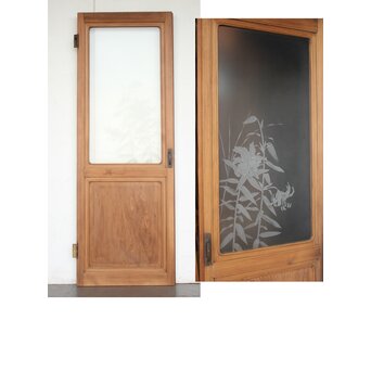 百合のエッチングガラスドア　GD0335