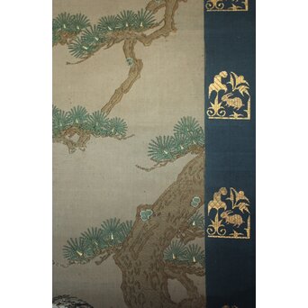 竹屋町刺繍 鶴図 掛軸　Z796 